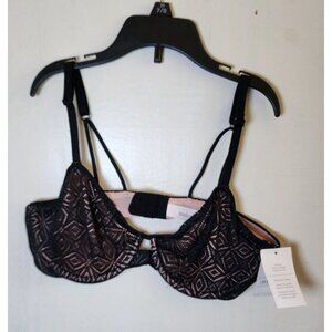 New Auden Women's Black & Pink Lace underwire Adjustable Straps Bra Size 32A